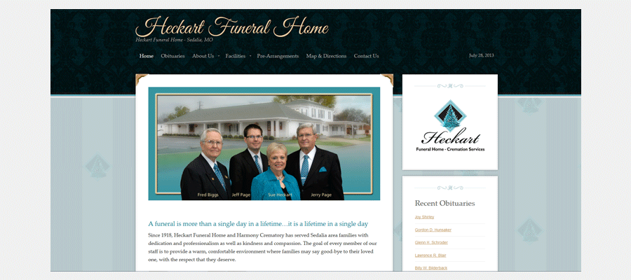 Heckart Funeral Home - website design by Sullivan Creative