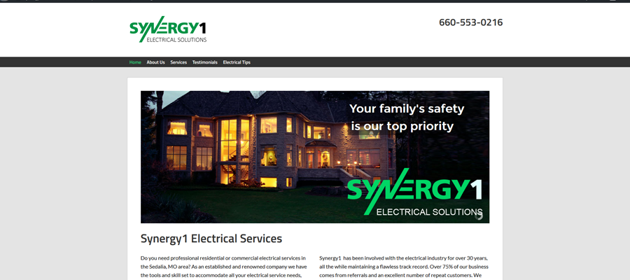 Synergy1 Electric - website design by Sullivan Creative